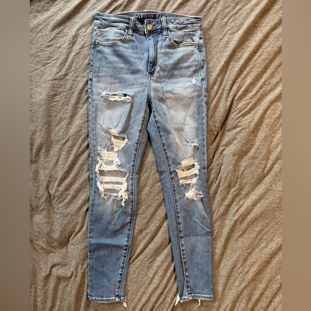 American Eagle Outfitters Ripped Blue Skinny Jeans